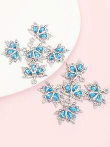 10pcs Colored Rhinestones Inlay Autumn Maple Leaf Charms Delicate Charming Clavicle Chain Necklace Earrings Keychain Hair Accessories DIY Sparkling Leaves Pendants - Perfect For Fall-Themed Party & Banquet, Great Decorations And Gift For Easter & Thanksgiving