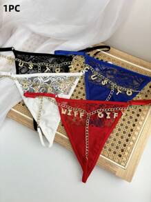 Customized Thongs Name,Women G-String Panties Crystal Letters Sexy Waist Chain Personalized Custom Name T-Back Tanga Underwear Beach Pool Bikini ,For Wife Girlfriend Birthday Gift Valentine's Day Christmas Gift,Adjustable Waist Circumference-1PC - Multicolor - View 5