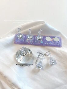 亚克力极光彩虹色矩形钻石形状美甲展示架，树脂水晶珠水钻复古韩国花朵激光 DIY 家居和户外女士母亲姐妹妻子女友婚礼美甲沙龙美容情人节使用