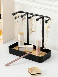 1pc Jewelry Storage Rack Multifunctional Necklace Rack Ring Storage Box Dresser Display Home Accessories Earring Rack - Multicolor - View 4