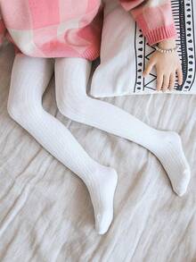 1 件女童白色和灰色亚麻图案连裤袜，抗起球防滑连裤袜，适合秋冬季日常使用 - 彩色 - 查看 9