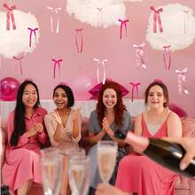 12/40pcs Pink And Blue Cute Bows, Bow Wall Decor, Christmas Tree Decoration Bows, Wedding Decoration Background Wall, Suitable For Christmas Gift, Birthdays, Party, Home Decoration Christmas Decorations Room Decor Winter