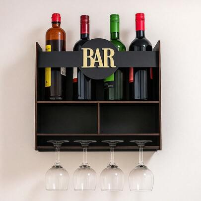 Bar De Parede Rustico Decoração Barzinho em MDF Churrasco Cantinho Retrô