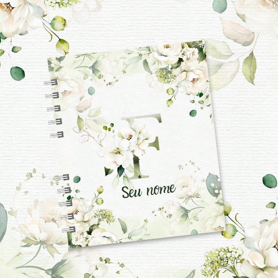 Personalized A5 Floral Notebook With Initial And Name - F - View 1