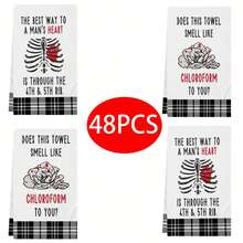 2/4/6/48pcs Soft Kitchen Towels/Dish Cloths With Bone & Red Dotted Floral Print, Multi-Purpose, Quick Drying, Suitable For Kitchen, Celebration, Wedding, Decoration, Etc.