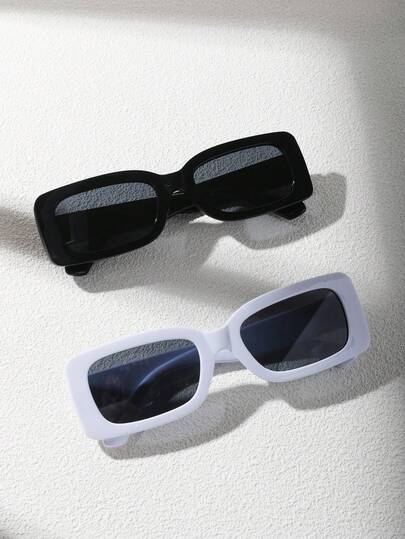 VINCAN 1/2Pcs Retro Square Glasses,Classic Black Square Frame For Men And Women With A Sense Of Luxury, Fashion Big Face Slimming , Narrow Frame With Polarized Lenses Gift,Bachelorette Party,Rock Theme Party Favors Unisex,Valentines Day Decor,Wedding Favors For Guests,Bridesmaid Gifts,Graduation Decorations