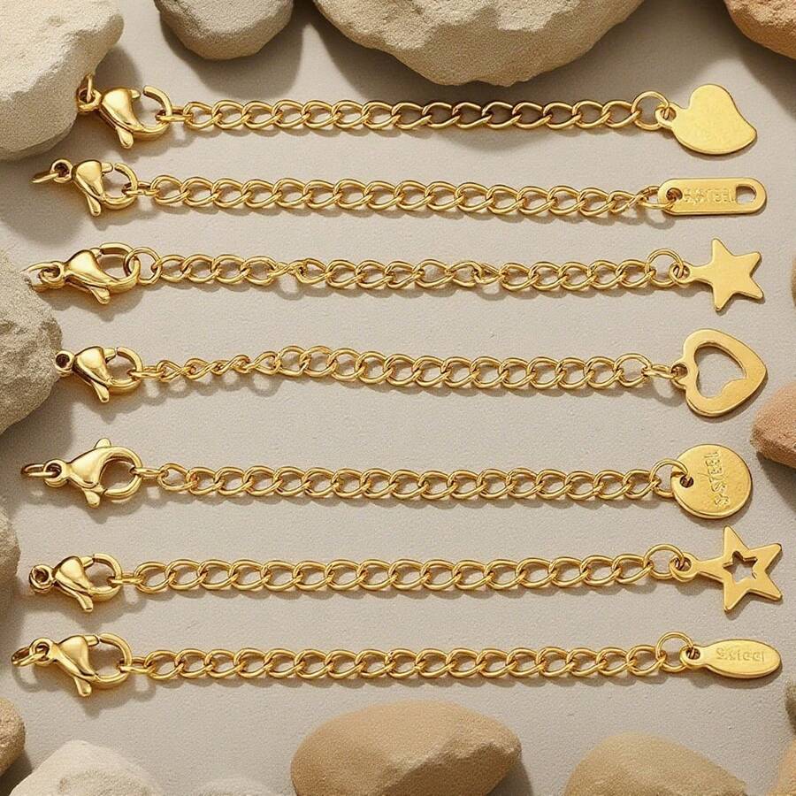 10pcs Stainless Steel Extension Extended Tail Chains Lobster Clasps Connectors DIY Jewelry Making Findings Bracelet Necklaces - Extension Chain - View 1