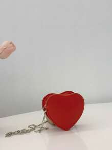 女生时尚刺绣链条肩带心形单肩包，独特菱形斜挎小包