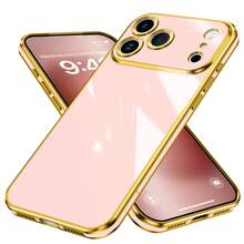 غطاء هاتف مقاوم للصدمات من TPU بلون أحادي مطلي كهربائيًا ثلاثي الأبعاد متوافق مع 15 Pro Max، 16 Pro Max، و Galaxy S23 Ultra، Galaxy S24 Ultra مقاوم للماء ومقاوم للخدش ومقاوم للسقوط - وردي - مشاهدة 3