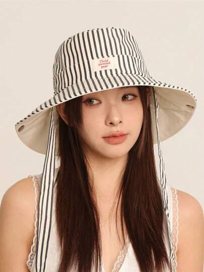 1 Stück umkehrbarer gestreifter Fischerhut mit breiter Krempe, geeignet für Outdoor-Aktivitäten wie Wandern, Camping, Angeln im Sommer, leicht