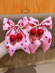 2pcs Cherry Blossom Bow Hair Clips, Sweet Style New Fashion Hair Accessories, Affordable For Everyday Use - Pink - View 6