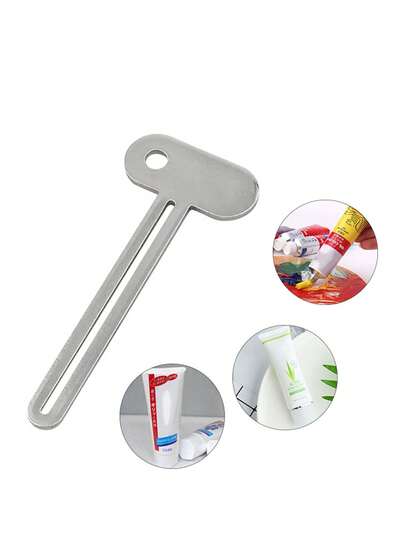 1/4 piezas Exprimidor manual de pasta de dientes - Llave exprimidora de tubo de acero inoxidable, Dispensador de pasta de dientes de metal, Fácil de usar enrollador de tubo de cosméticos y pintura, Diseño en forma de T, Color plateado, Reduce el desperdicio, Perfecto para pasta de dientes, pintura, tubos de crema, Duradero y reutilizable.