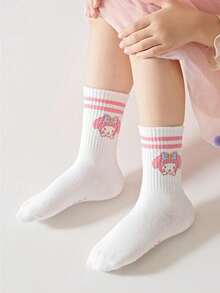 5 pares de calcetines de colores de macarrón para niños, combinados con dibujos animados, mediasuela, barras paralelas, estilo universitario, calcetines estudiantiles y calcetines casuales simples de moda diaria