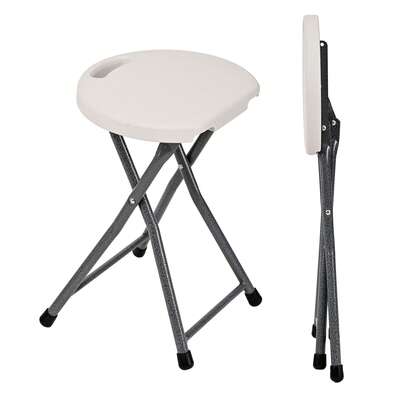 Banco Silla Plegable taburete camping plástico 46cm calidad exterior práctico auxiliar blanco transportable resistente outdoor