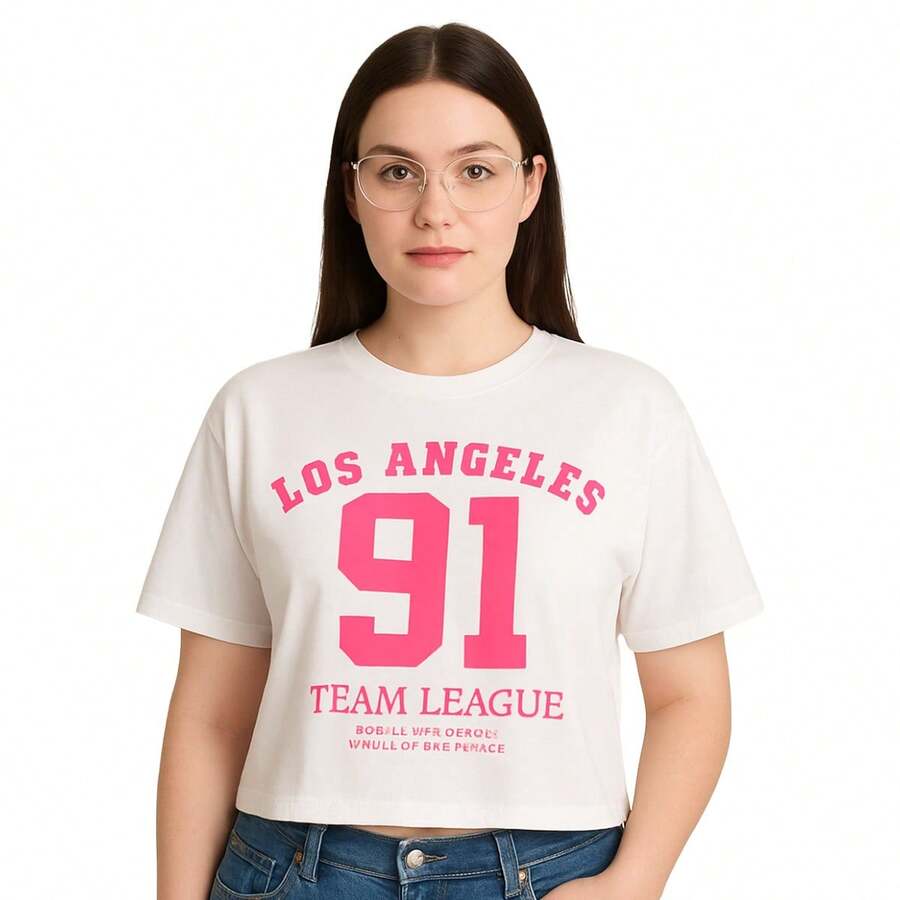 Cropped Básica Manga Curta Blusa Oversize Plus Size Silk Estampado