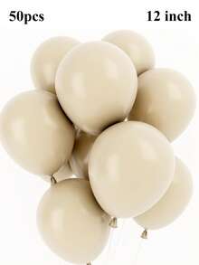 50个12英寸派对气球，生日快乐派对、毕业典礼丛林主题派对装饰、圣诞节 - 米色 - 查看 5