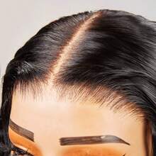 16 英寸无胶 4x4 蕾丝前假发,人发混合,预拔,预剪,高清蕾丝闭合假发,含婴儿头发,人发混合,无胶,可戴可戴,200% 密度蕾丝前假发,含婴儿头发 - 自然色&黑色系 - 查看 8