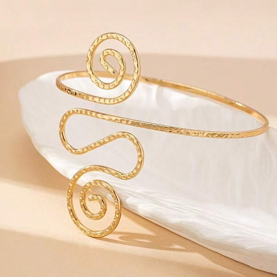 Adjustable Spiral Wire Cuff Stacking Bracelet Simple Pattern International Jewelry Wholesale Bracelet - Gold - View 1