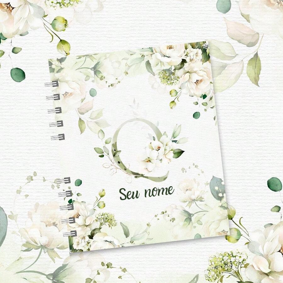 Personalized A5 Floral Notebook With Initial And Name - Q - Ver 1