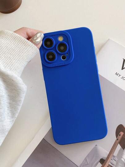 Klein Blue Minimalist Solid Color Soft Silicone TPU Full Body Protective Phone Case, Suitable For Daily And Fashionable Street Outfits, Waterproof, Dustproof, Stylish And Simple, With Camera Lens Protection, Compatible With IPhone & Galaxy