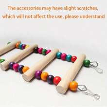 1 Vivid Parrot Climbing Ladder Toy - Soft Wooden Birdcage Accessory With Colorful Beads, Multiple Lengths, Multi-Level Cognitive Skills And Games, Suitable For All Birds, Randomly Colored Beads, Bird Toys | Fun Design | Durable Wooden Ladder