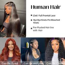 Peruca de renda frontal de 28 polegadas, 13x6, cabelo humano pré-arrancado, cabelo liso, peruca de renda frontal, peruca de renda frontal de densidade 150, peruca para mulheres