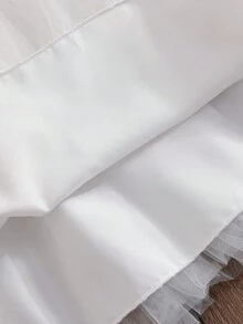 coviviky Vestido de princesa de otoño/invierno para niña pequeña con cuello Peter Pan bordado, mangas de encaje y falda de tul, decoración de lazo de satén en la cintura, vestido casual y lindo para fiestas