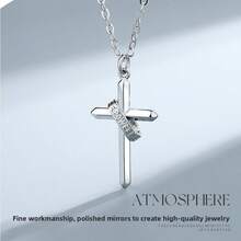 Minimalist Silver Cross Pendant Necklace With Ring Detail - Sleek Design For Timeless Faith - Inspired Style, Perfect For Daily Wear & Gifting, Unisex Appeal