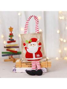 1pc, Christmas Decorations Gift Bag Faceless Linen Tote Gift Bag Festive Creative Goodie Bag, Christmas Party Favors Weird Stuff, Shopping Bag, Party Bag, Party Gift Bag, Craft Tote Bag, Party Favors