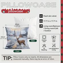 1 buc. Față de pernă decorativă în stil vintage de Crăciun, imprimată pe o singură față - Față de pernă din catifea piersică, 45*45cm