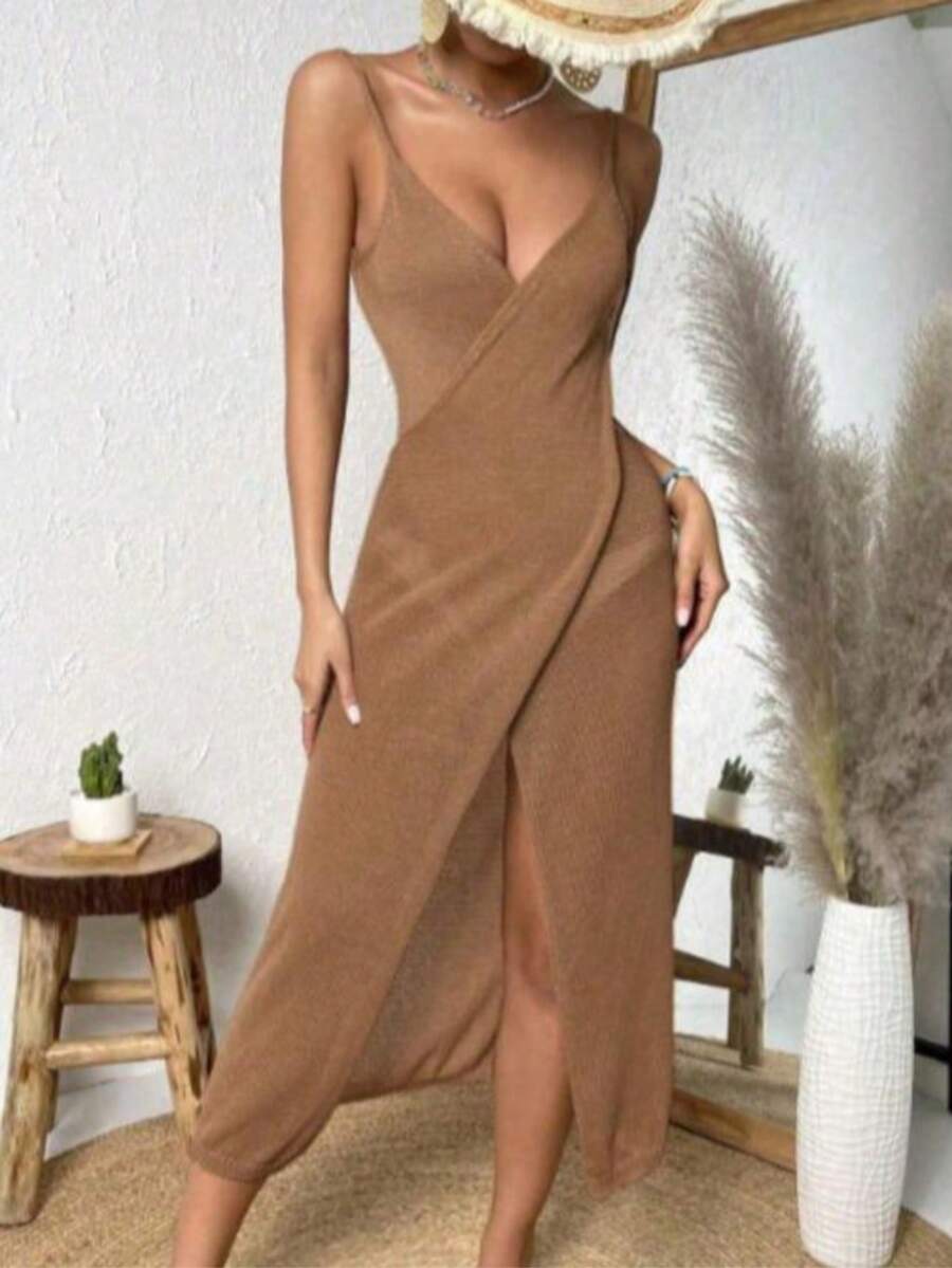 Beach Cover-Up, Pool, Knit Cover-Up Dress, Summer Vacation - Màu be - Xem 1