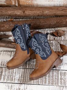 1 Pair Children's Autumn/Winter New Soft Bottom Versatile Fashion Embroidered Non-Slip High-Top Casual Boots For Girls