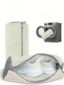 1pc 360° Shoe Washing Machine Bag For All Shoe Types - Anti-Deformation, Machine Washable, Air-Drying, Protective Laundry Bag With Rich Fleece Inside, Perfect For Sneakers And Casual Shoes