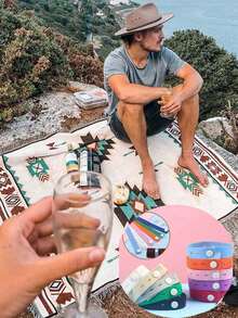 Portable Thick Picnic Blanket - Bohemian Style, Polyester Fabric, Machine Washable, Tear Resistant, Vibrant Geometric Patterns - Suitable For Outdoor Picnics, Camping, Beaches, And Indoor Decoration - Camping Blanket, Beach Towel, Waterproof Tent Mat, Warm Blanket, Picnic Mat, Camping Equipment, Home Decor Blanket