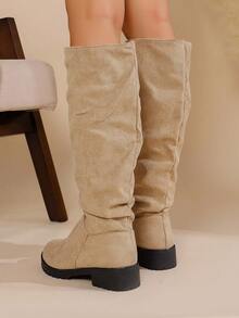Women Knee-High Boots - Beige - View 7