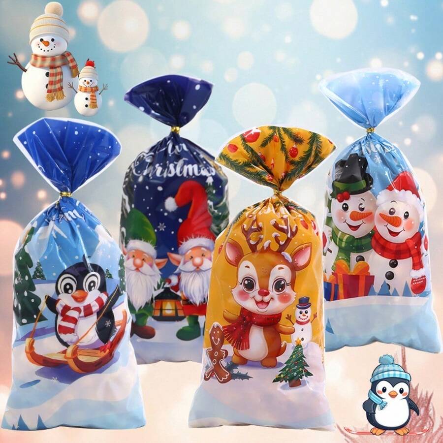 50 Stück Weihnachts-Süßigkeitentüten, kreative Geschenktüten, Weihnachtsparty Gastgeschenktüten, OPP Weihnachtsdekoration, Weihnachtspyjamas, Weihnachtsgeschenke, Weihnachtsdekoration