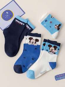 Disney 8双装米奇老鼠图案儿童袜子，卡通船袜，男女童款，秋冬季 - 彩色 - 查看 2