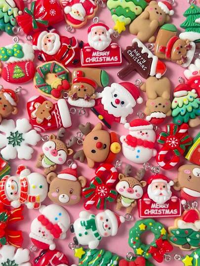 2/5/10pcs Christmas Themed Charm Pendant, Random Assorted Styles, Can Be Used For Earrings, Necklace,Christmas Gift,