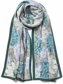 100% Seda de Morera Bufanda Larga para Mujeres de 55"*14" Pañuelo y Bufanda para el Cuello - Toalla Rectangular para el Cabello con Empaque de Regalo - Verde-3 - Ver 9