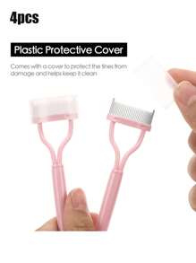 4/2/1 Pcs Eyelash Separator, Metal Teeth Mascara Brush With Cover, Eyelash Comb For Separating And Grooming Lashes, Makeup Applicator For Women, Cheap, Room Decor, Vanity, Travel, Bedroom, Makeup Accessories, Christmas Gift, Cosmetics, Makeup Tools, Cheap Gift, Gift For Her - Multicolor - View 12