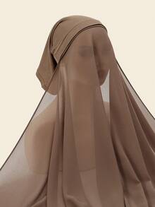 1 件女士经典休闲套头雪纺围巾，纯色舒适透气莫代尔面料颈部保暖，头巾，一体式头巾，适合日常穿着