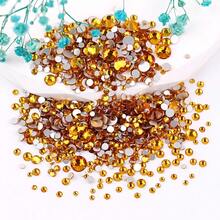 2-6mm, 6 tamaños surtidos, 1440 piezas/paquete, base plateada con cristal brillante dorado, cuentas de diamante de cristal con fondo plano para decoración de arte de uñas, manualidades y suministros de joyería - Tamaños mixtos - Ver 53
