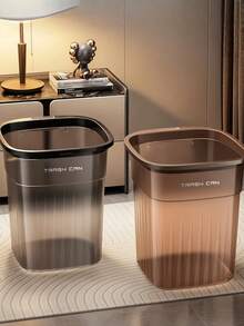 1pc Household Garbage Bin, Large Plastic, Transparent, High Aesthetics Garbage Bin, Bathroom, Kitchen, Living Room Garbage Bin, Thick Paper Basket Garbage Bin