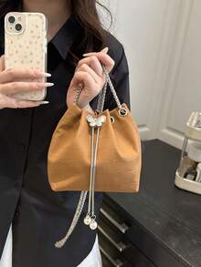 Women's Simple Chain Solid Color Crossbody Bag, Suitable For Daily Commute And Travel