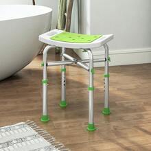 HOMCOM Shower Chair For The Elderly And Disabled, Adjustable Padded Shower Stool With Built-In Handle And Non-Slip Suction Foot Pads, Green - Green - View 1