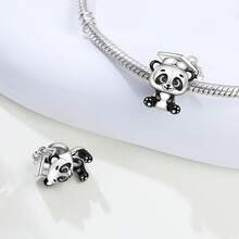 CYCUFF 1 件镀银饰品动物元素可爱熊猫和企鹅吊坠适用于原创手链项链 DIY 珠宝制作珠宝礼物女士礼物