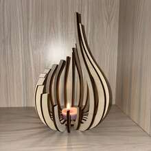 1pc Elegant Modern Minimalist Candleholder - Wooden Table Centerpiece, Natural Wood Grain, Candlelight Accent For Living Room, Dining Table, Wedding, Party Decor - Home Decoration Gift Idea, Candle Holder Decor, Ambient Lighting, Sleek Design, Handcrafted Elegance - Original Wood Color - View 5