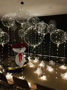 1/5/10 LED Glitter Bubble Balloons, Clear Glow Balloons For Birthday Decorations, Wedding Decorations, Anniversaries, Holiday Celebrations, Proposals, Parties, Graduation Summer Gifts Beach Back To School Supplies Room Decoration