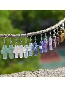 9 Pairs Of Fashionable Natural Stone Crystal Ear Studs, Women's Jade Cross-Shaped Earrings, Retro Earrings, Suitable For Daily Wear, Gifts For Both Men And Women