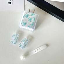 4pcs Starry Sea Turtle Pattern Data Cable Protection Cover Set, Prevent Breakage, Compatible With Iphone 14/15 Pro Charger Protection Case For Summer Holiday Cable Protector, Charger Protector - Green - View 8